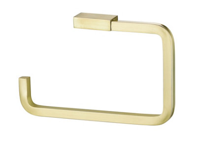 GoodHome Elland Brushed Gold Effect Wall-Mounted Toilet Roll Holder (H)106mm (W)170mm from B&Q