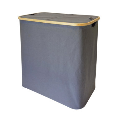 GoodHome Cervia Grey Bamboo & Cotton Medium Laundry Basket106L from B&Q