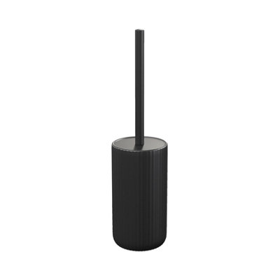 GoodHome Rawa Matt Black Ribbed Effect Ceramic Toilet Brush & Holder from B&Q