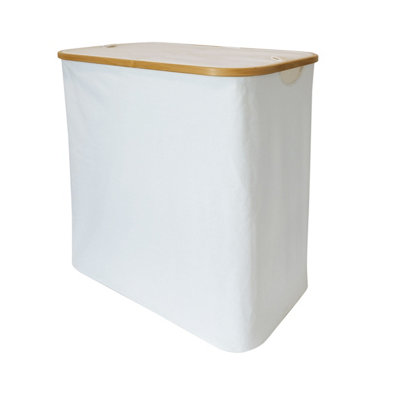 GoodHome Cervia Beige Bamboo & Cotton Medium Laundry Basket106L from B&Q