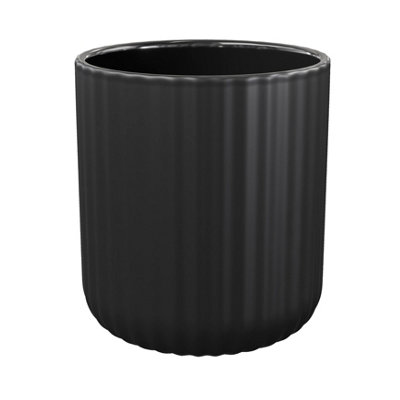 GoodHome Rawa Matt Black Ribbed Effect Ceramic Tumbler from B&Q