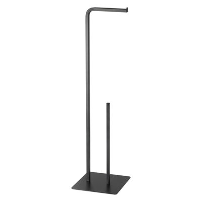 GoodHome Elland Matt Black Freestanding Toilet Roll Holder Stand (H)700mm (W)190mm from B&Q