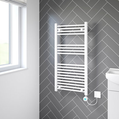 Flomasta Galene White Electric Flat Towel Warmer (W)500mm X (H)1000mm from B&Q