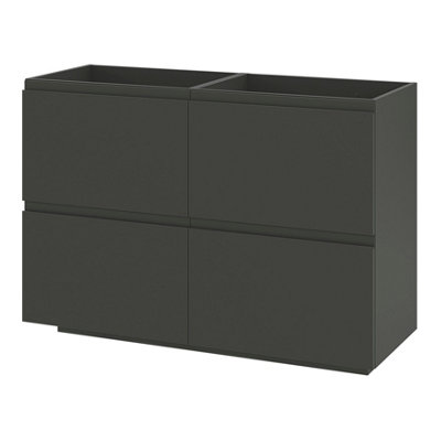 B&Q -  Levanna Wide Matt Grey Double Freestanding Bathroom Cabinet (H) 850mm (W) 1200mm