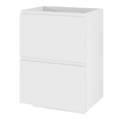 B&Q -  Levanna Matt White Double Freestanding Bathroom Cabinet (H) 850mm (W) 600mm