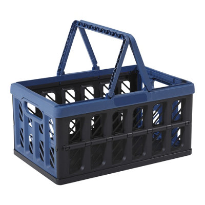 Tilian Blue 25L Plastic Stackable Foldable Storage Crate from B&Q