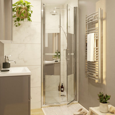 GoodHome Ledava Chrome Effect Mirror Strip Western Shower Door (H)195Cm (W)76Cm from B&Q