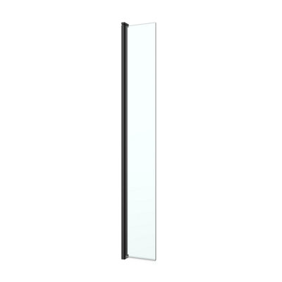 GoodHome Ledava Framed Black Clear Pivot Walk-In Front Return Panel (H)195Cm (W)30Cm from B&Q