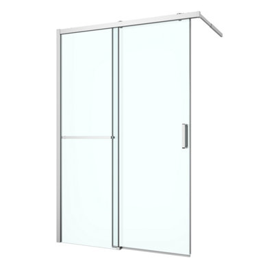 GoodHome Ledava Minimal Frame Chrome Clear Shower Door (H)195Cm (W)140Cm from B&Q