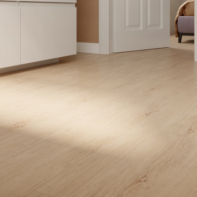 GoodHome Mambo Lulea Natural Knotted Wood Effect Synchronised Click Vinyl Planks2.17M² from B&Q