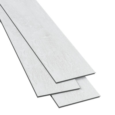 GoodHome Mambo Gladstone White Natural Wood Effect Synchronic Click Vinyl Plank Sample from B&Q