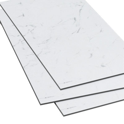 GoodHome Mambo White Natural Marble Effect Textured Click Vinyl Tile Sample from B&Q