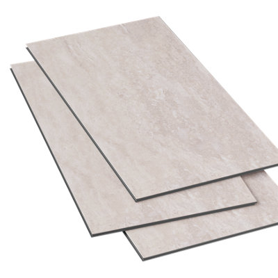 GoodHome Mambo Beige Natural Travertine Effect Click Vinyl Flooring Sample from B&Q