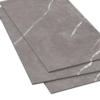 GoodHome Mambo Grey Natural Marble Effect Textured Click Vinyl Tile Sample from B&Q