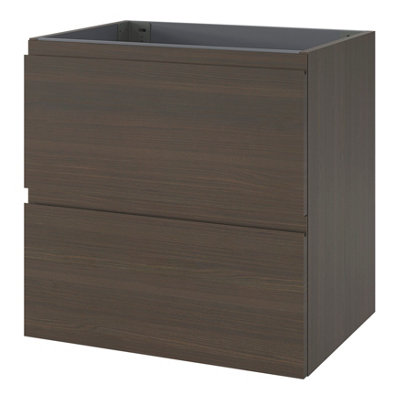 GoodHome Kentia Walnut Veneer Wall-Mounted Bathroom Cabinet (H) 600mm (W) 600mm from B&Q