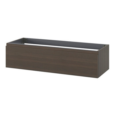 GoodHome Kentia Walnut Veneer Wall-Mounted Bathroom Cabinet (H) 300mm (W) 1200mm from B&Q