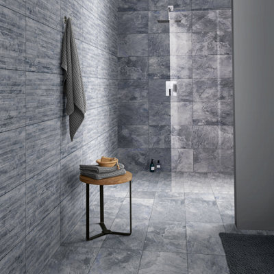 GoodHome Shaded Slate Grey Matt Porcelain Indoor Wall & Floor TilePack Of 6(L)300mm (W)600mm from B&Q
