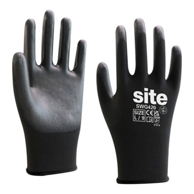 Site Polyester Black GlovesLarge from B&Q
