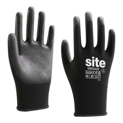 Site Polyester Black GlovesMedium from B&Q