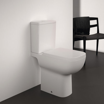 Ideal Standard I.life A White Rimless Square Comfort Height Open Back Toilet Set With Soft Close Seat & Close Coupled Cistern from B&Q