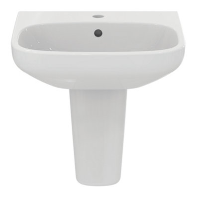 Ideal Standard I.life A Gloss White Rectangular Wall-Mounted Semi-Pedestal Basin (H)48.5Cm (W)55Cm from B&Q