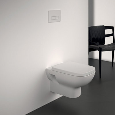 Ideal Standard I.life A White Rimless Square Wall Hung Toilet With Soft Close Seat & Concealed Cistern from B&Q