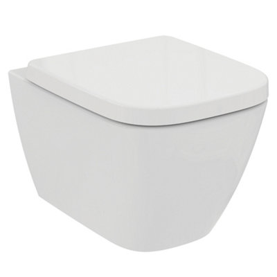 Ideal Standard I.life S White Rimless Square Wall Hung Toilet With Soft Close Seat & Concealed Cistern from B&Q