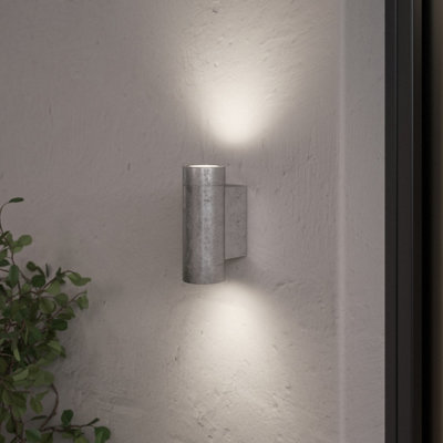 B&Q -  Tongoa Fixed Matt Silver Mains-Powered Outdoor Double Wall Light