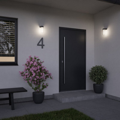 B&Q -  Trinidad Fixed Matt Black Mains-Powered (Wired) Integrated Led Outdoor Wall Light 550Lm