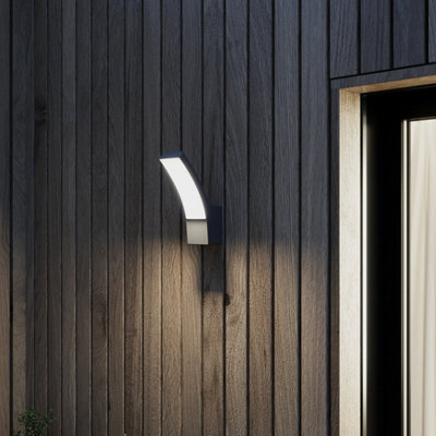 B&Q -  Gambell Fixed Matt Dark Grey Mains-Powered Integrated Led Outdoor Wall Light 1600Lm