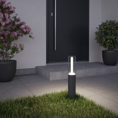 B&Q -  Trinidad Black Mains-Powered (Wired) 1 Lamp Integrated Led Outdoor Post Light (H)450mm