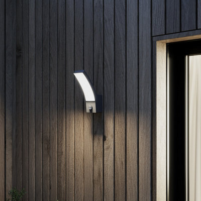GoodHome Gambell Fixed Matt Dark Grey Integrated Led Pir With Motion Sensor Outdoor Wall Light 10W from B&Q