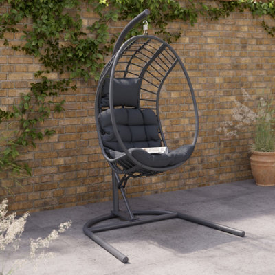 Maeria Dark Grey Metal Hanging Egg Chair from B&Q