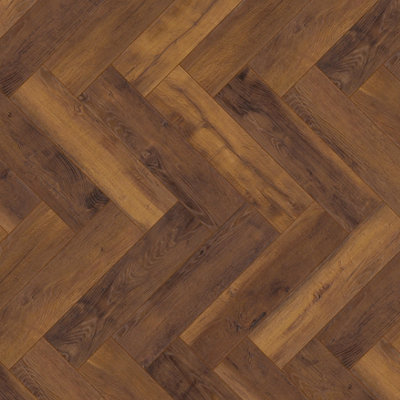 GoodHome Chesterfield Dark Brown Natural Oak Effect Synchronic Laminate Flooring Sample from B&Q