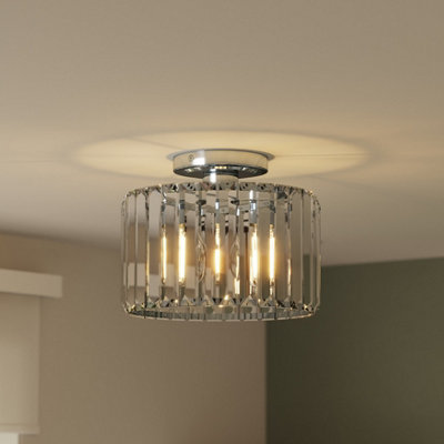 GoodHome Antpitta Glass & Metal Chrome Effect Led Bathroom Ceiling Light from B&Q