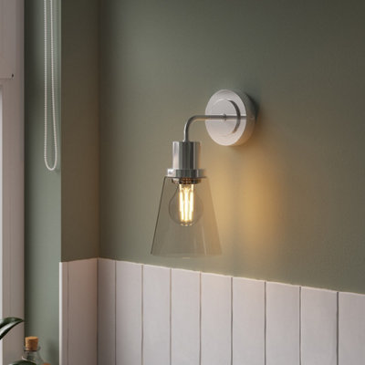 GoodHome Bobwhite Chrome Effect Wired Bathroom Wall Light from B&Q
