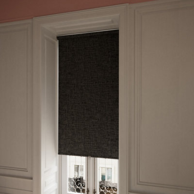 GoodHome Novan Cordless Black Blackout Roller Blind (W)90Cm (L)180Cm
