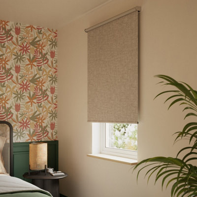 GoodHome Novan Cordless Taupe Blackout Roller Blind (W)90Cm (L)180Cm
