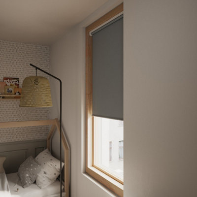 GoodHome Boreas Corded Concrete Grey Blackout Roller Blind (W)60Cm (L)180Cm