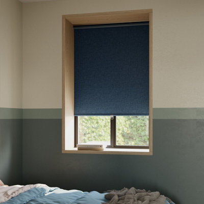 GoodHome Novan Cordless Storm Blue Blackout Roller Blind (W)120Cm (L)180Cm