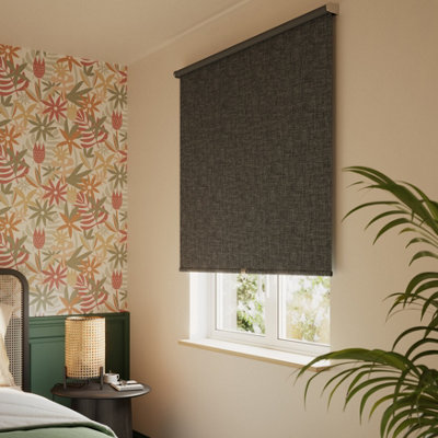 GoodHome Novan Cordless Black Blackout Roller Blind (W)160Cm (L)180Cm