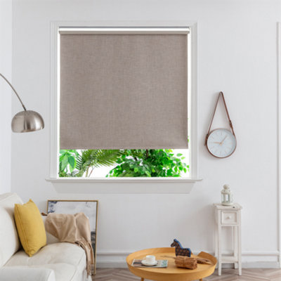 GoodHome Novan Cordless Taupe Blackout Roller Blind (W)180Cm (L)180Cm
