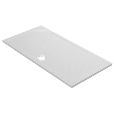 GoodHome Limski White Rectangular Centre Drain Shower Tray (L)1400mm (W)700mm (H) 27mm from B&Q
