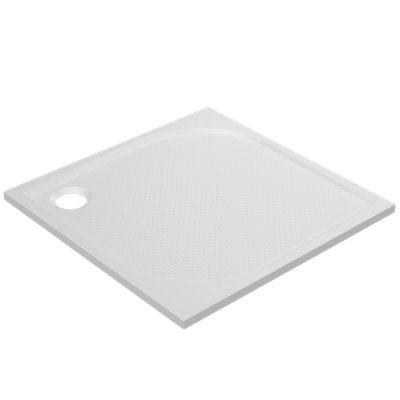 GoodHome Limski White Square Left-Hand Drainer Shower Tray (L)900mm (W)900mm (H) 27mm from B&Q