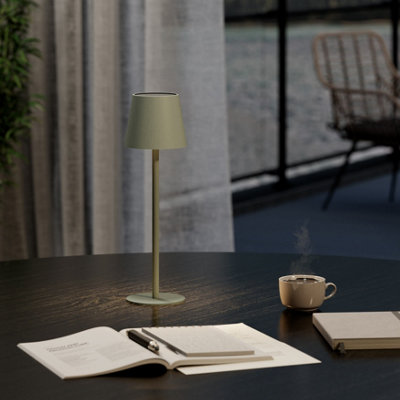GoodHome Quelea Conical Matt Green Rechargeable Integrated Led Table Lamp from B&Q