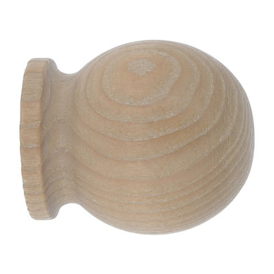GoodHome Symi Natural Oak Effect Ash Ball Curtain Pole Finial (Dia)28mm from B&Q