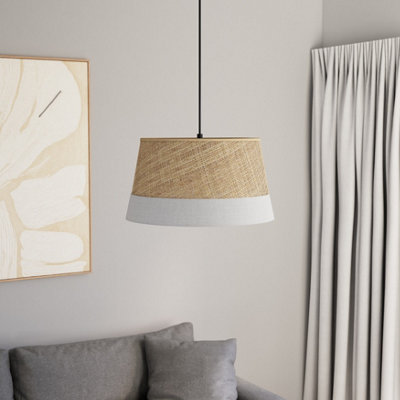 GoodHome Bellbird Grey & Natural Round Lamp Shade (D)38Cm from B&Q