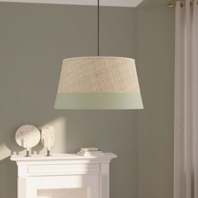 GoodHome Bellbird Green & Natural Round Lamp Shade (D)38Cm from B&Q
