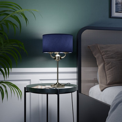 GoodHome Ashford Cylinder Brushed Satin Antique Brass Effect Table Lamp from B&Q