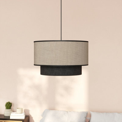 GoodHome Kinglet Natural & Black Round Lamp Shade (D)38Cm from B&Q